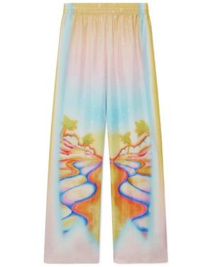 CASABLANCA Psychedelic Nirvana Satin Trousers - Blue