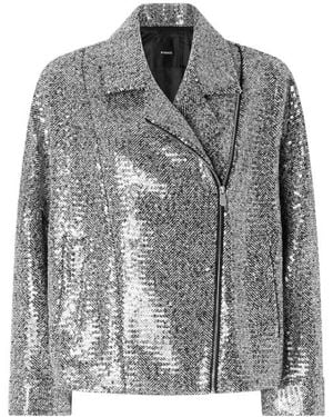 Pinko Sequinned Pea Coat - Gray