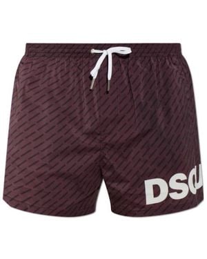 DSquared² Square-Cut Swim Trunks - Purple