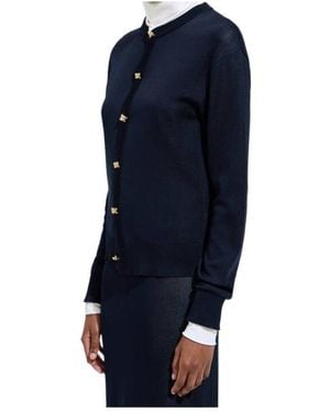 Bottega Veneta Silk Double Knit Cardigan - Blue