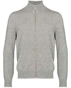 Brunello Cucinelli Cashmere High-Neck Cardigan With Zipper - Grey