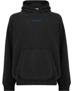 Balenciaga Drop-Shoulder Hooded Sweatshirt - Black