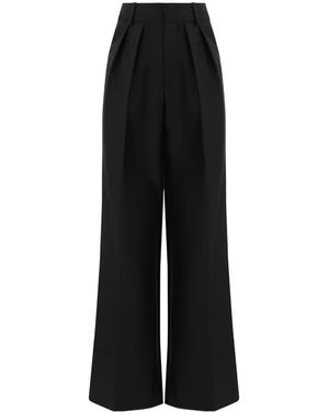 Zimmermann Pleated Wool Wide-Leg Trousers - Black