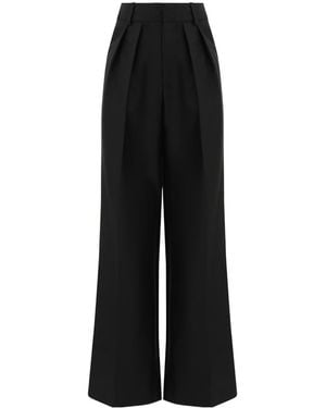 Zimmermann Pleated Wool Wide-Leg Trousers - Black