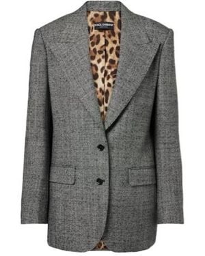 Dolce & Gabbana Virgin Wool Tweed Blazer - Gray
