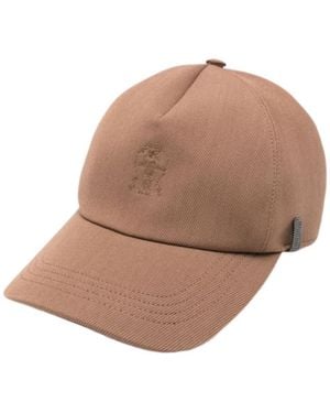 Brunello Cucinelli Logo-Embroidered Cap - Brown