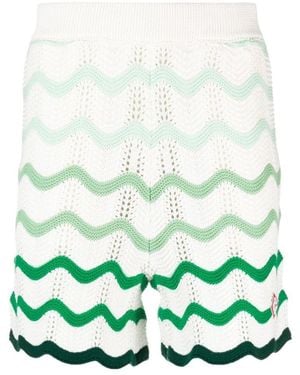 CASABLANCA Wavy Gradient Crochet Shorts - Green