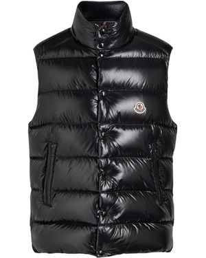 Moncler Shiny Front Stand-Collar Down Vest - Black