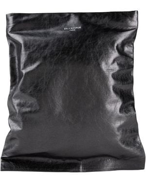 Balenciaga Leather Medium Clutch - Black