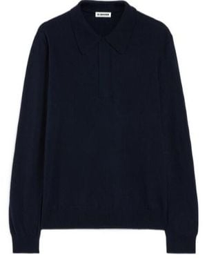 Jil Sander Lightweight Wool Polo Sweater - Blue