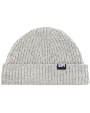 MM6 by Maison Margiela Ribbed Logo-Patch Beanie - White