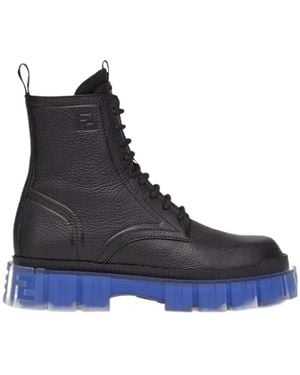 Fendi Ff-Motif Ridged Boots - Blue