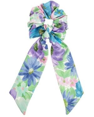 Versace The Meadow Floral-Print Bow-Detail Scrunchie - Blue