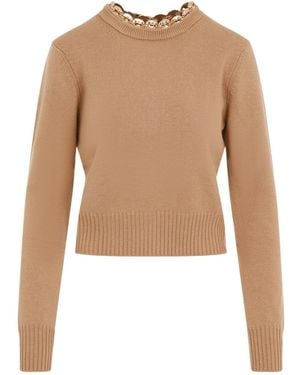 Rabanne Embellished Crewneck Jumper - Natural