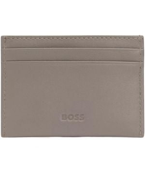 BOSS Boss X Aston Martin Leather Card Holder With Wing Detail - Grey