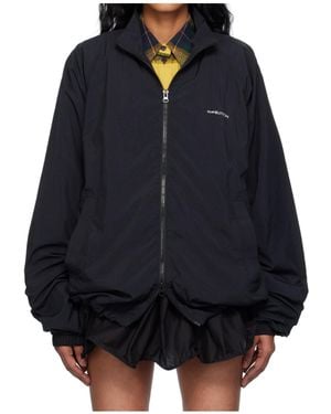 Pushbutton Logo Print Windproof Jacket - Blue