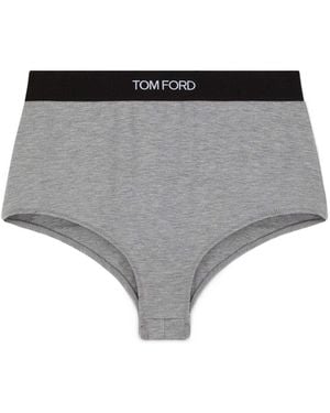 Tom Ford Logo-Waistband Stretched Briefs - Grey