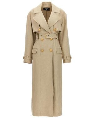 Balmain Double-Breasted Trench Coat - Natural