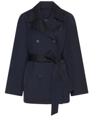 Marella Technical Cotton Trench Coat - Blue