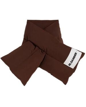 Jil Sander Logo-Patch Padded Scarf - Brown