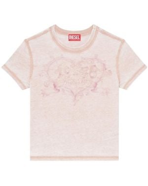 DIESEL Rhinestone-Embellished Burnout-Effect T-Shirt - Pink