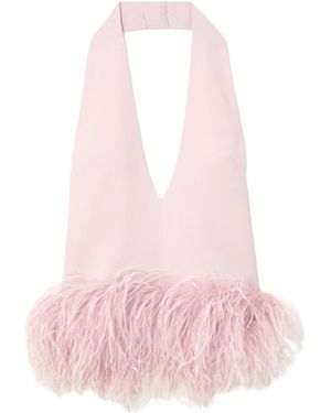 16Arlington Salina Feather-Trimmed Halter Top - Pink