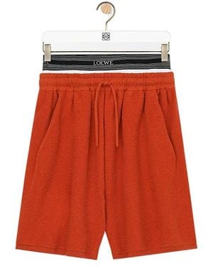 Loewe Double-Waist Drawstring Shorts - Red