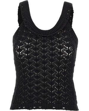 Blumarine Crochet Tank Top - Black
