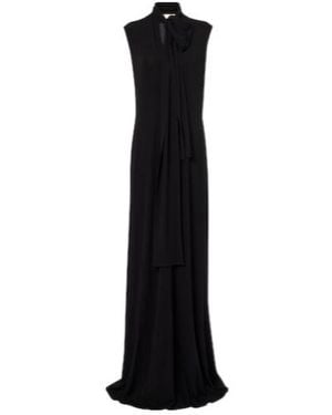 Plan C Scarf-Detail Jersey Maxi Dress - Black