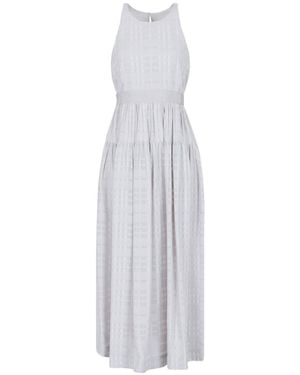 Emporio Armani Sleeveless Checked Midi Dress - White