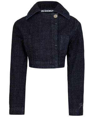 Jacquemus Lapel Long Sleeve Denim Jacket - Blue