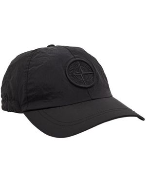 Stone Island Logo-Embroidered Nylon Cap - Black