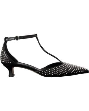 Aeyde Studded Leather Court Shoes - Black