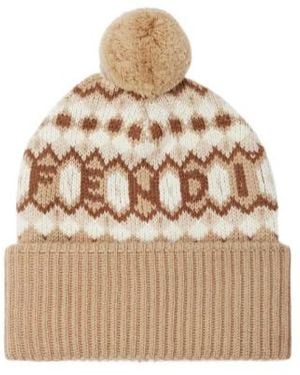 Fendi Pompom Nordic Beanie - Natural
