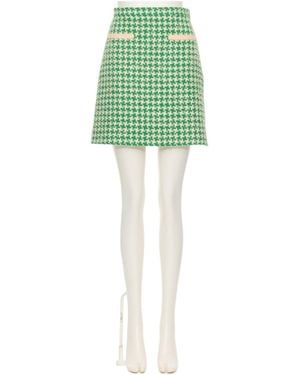 Valentino Houndstooth Tweed Short Skirt - Green