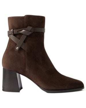 Jimmy Choo Leather Trim Ankle Boots - Brown