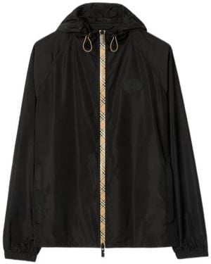 Burberry Checker-Tape Nylon Hooded Jacket - Black