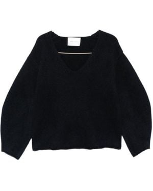 Soft Goat Long-Sleeve Knit Top - Black