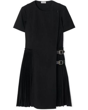Burberry Buckle Detailed Pleated Kilt Dress - Black