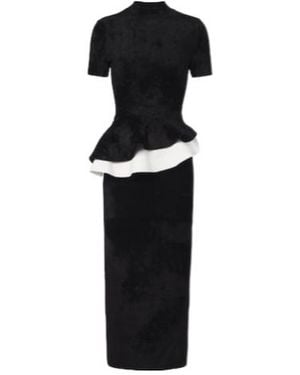 Roland Mouret Paneled Ruffle Dress - Black