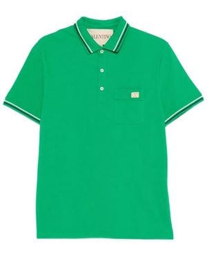Valentino Logo Plaque Short-Sleeved Polo Shirt - Green