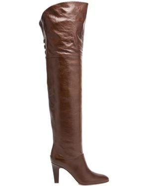 Chloé Eve 90 Glossed-Leather Over-The-Knee Boots - Brown