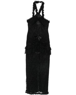 Alessandra Rich Chantilly Lace Evening Dress - Black