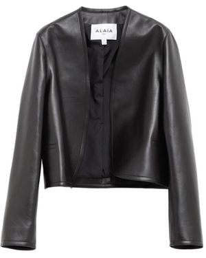 Alaïa Long Sleeve Leather Jacket - Black