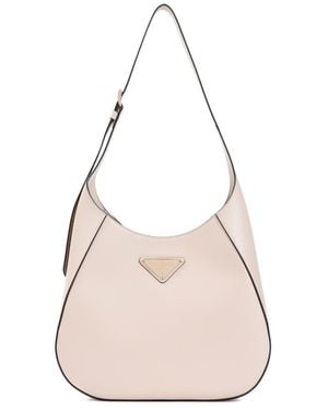 Prada Triangle-Logo Leather Shoulder Bag - Pink