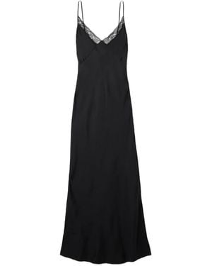 The Row Barina Lace-trimmed Silk-twill Midi Dress - Black