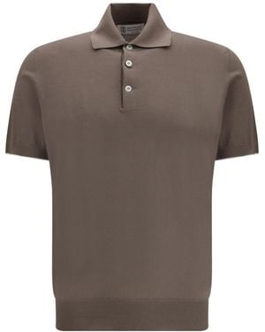 Brunello Cucinelli Short-Sleeved Polo Shirt - Brown