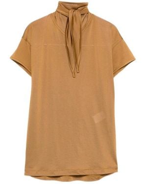 Lemaire Scarf-Detailed Short-Sleeved Top - Brown