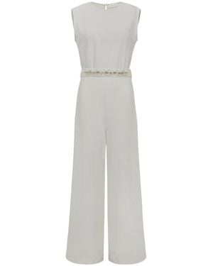 P.A.R.O.S.H. Flower-Embellishment Jumpsuit - White