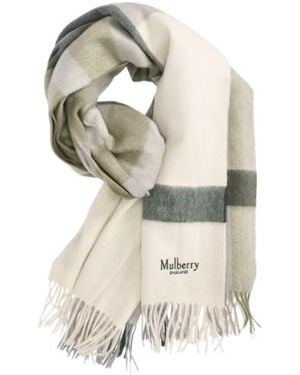 Mulberry Large Check Scarf - White